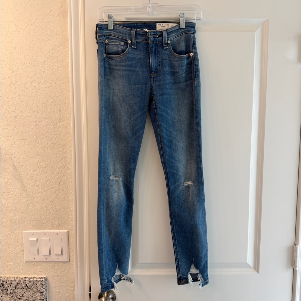 rag & bone Women's Distressed Blue Skinny Jeans